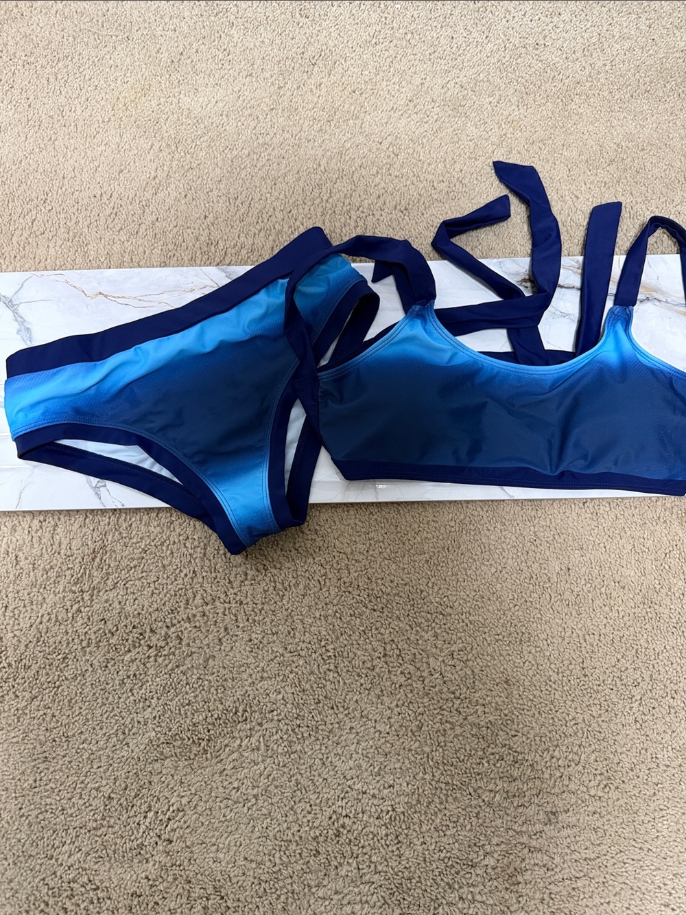 Women’s Blue Ombre Strappy Bikini Set